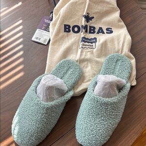 Bombas Green Fuzzy Slippers